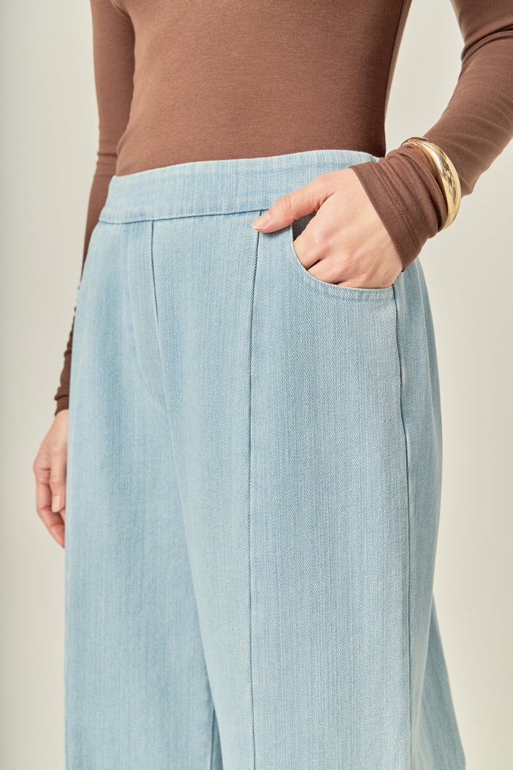 Pintuck Denim Pant Set