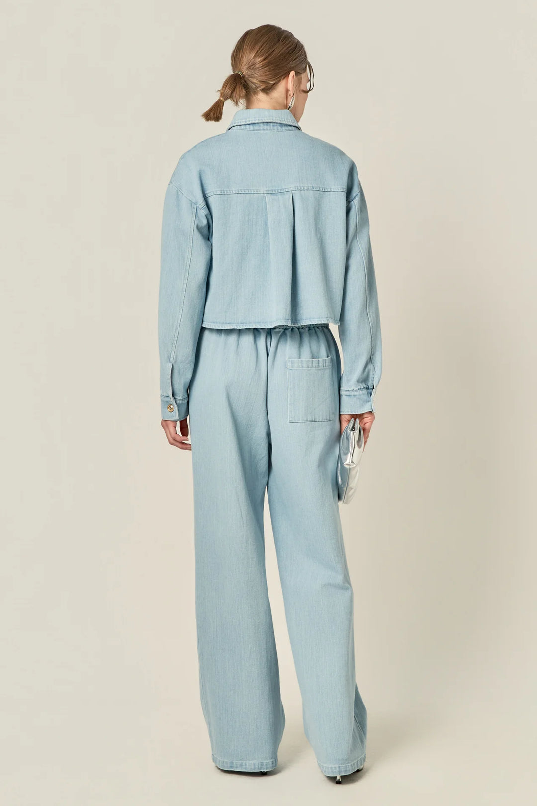 Pintuck Denim Pant Set