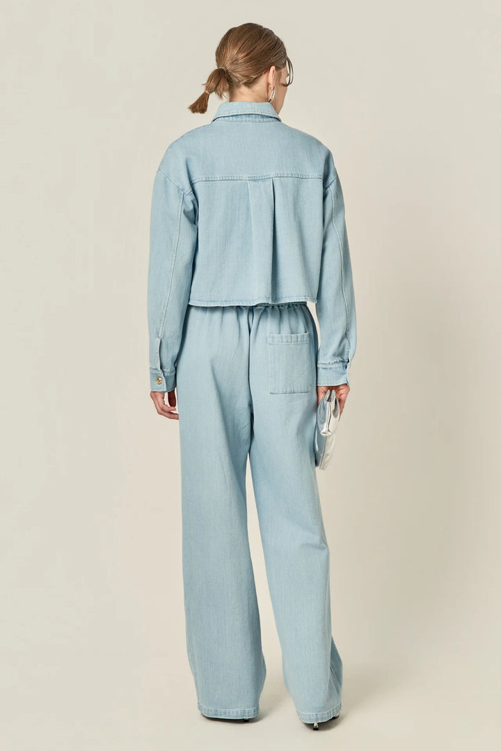 Pintuck Denim Pant Set