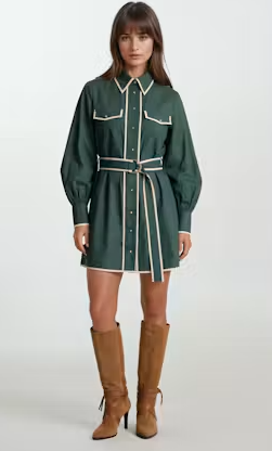 Fatema Dress in Emerald Poplin