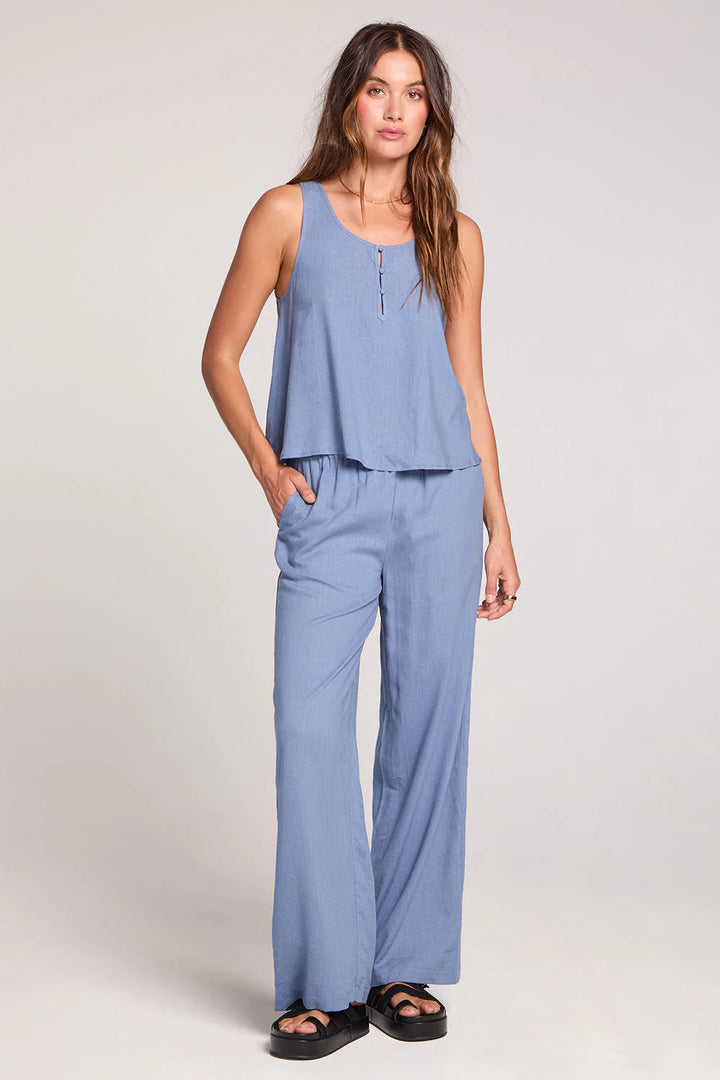 Woven Worn Blue Tank + Pant Set