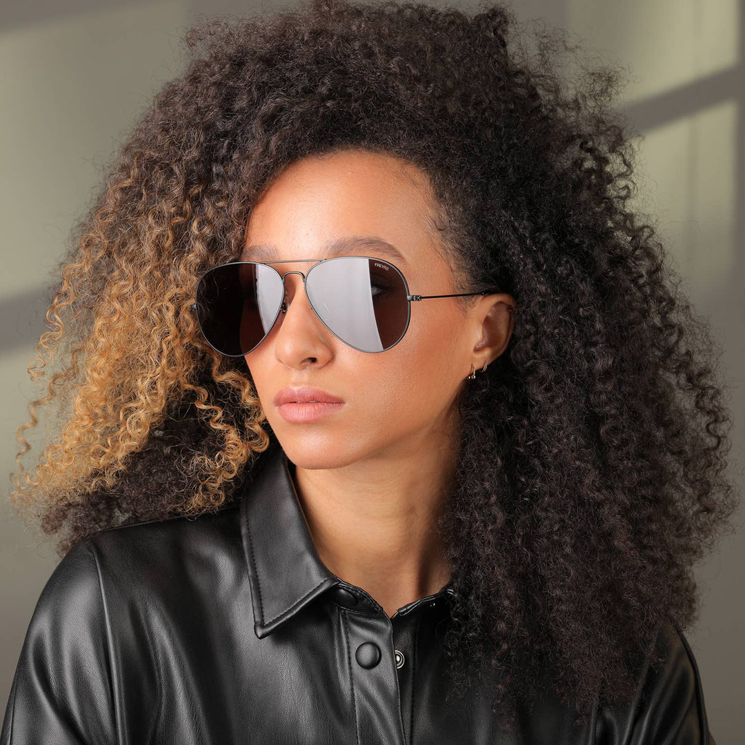 Morgan Large Unisex Aviator Sunglasses - Black