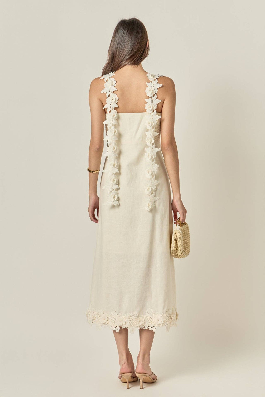 Flower Strap Detail Midi Dress