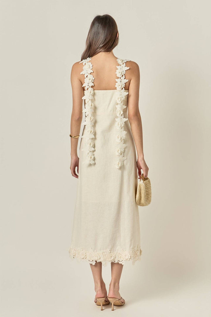 Flower Strap Detail Midi Dress