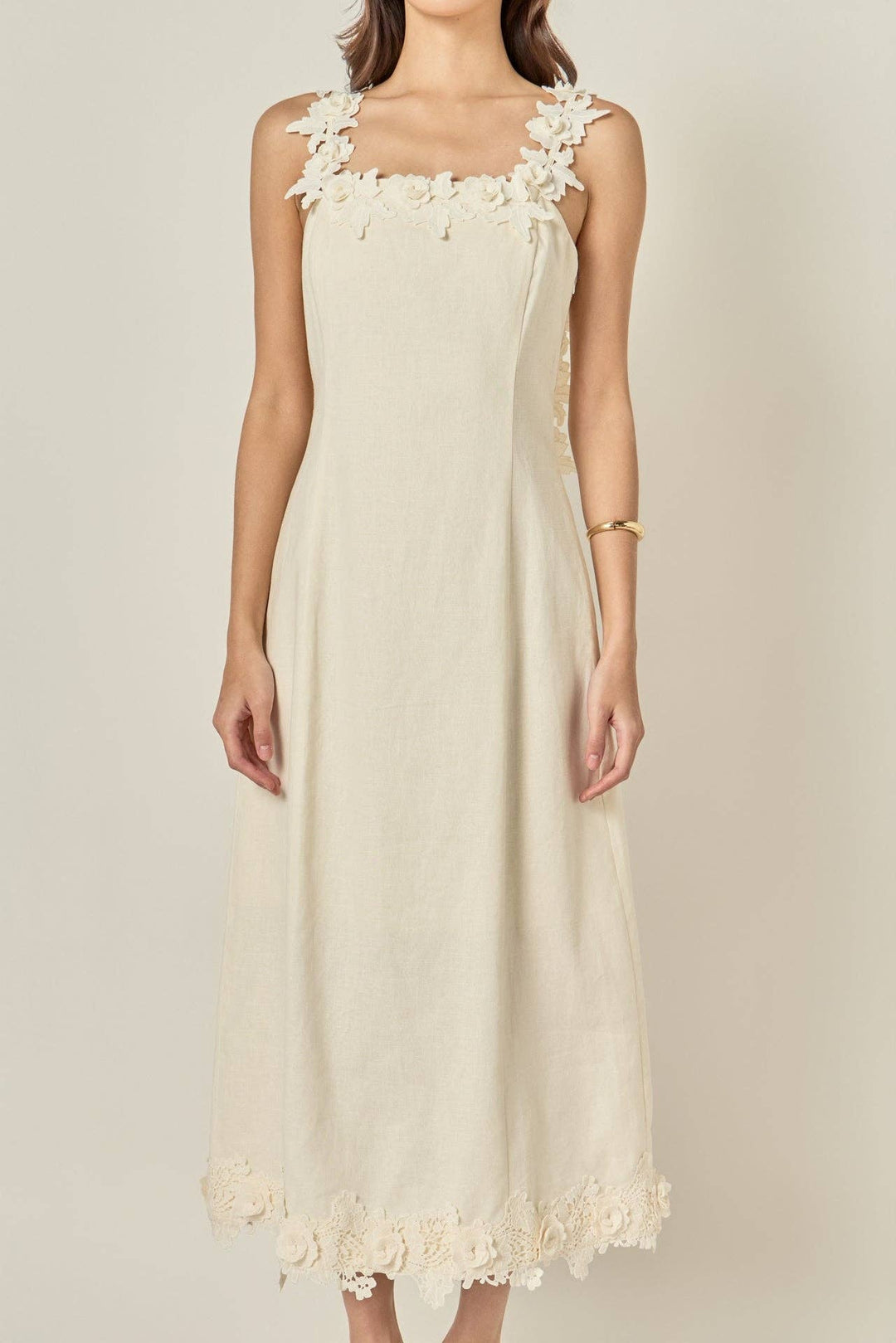 Flower Strap Detail Midi Dress