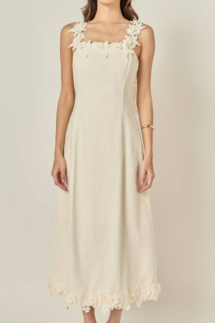 Flower Strap Detail Midi Dress