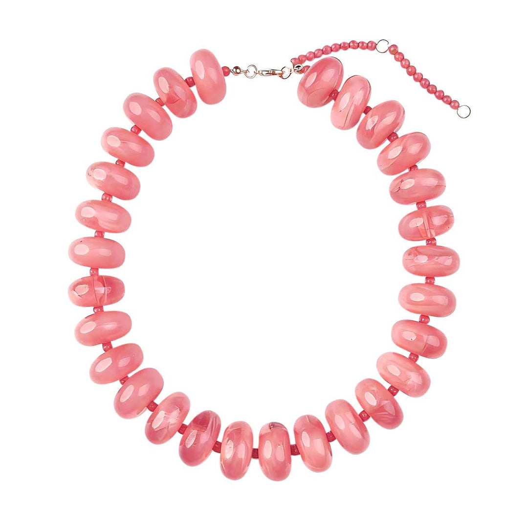 Bailey Chunky Beaded Necklace - Light Pink