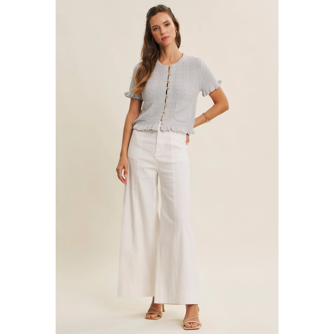 Baby Blue Textured Cardigan Sweater