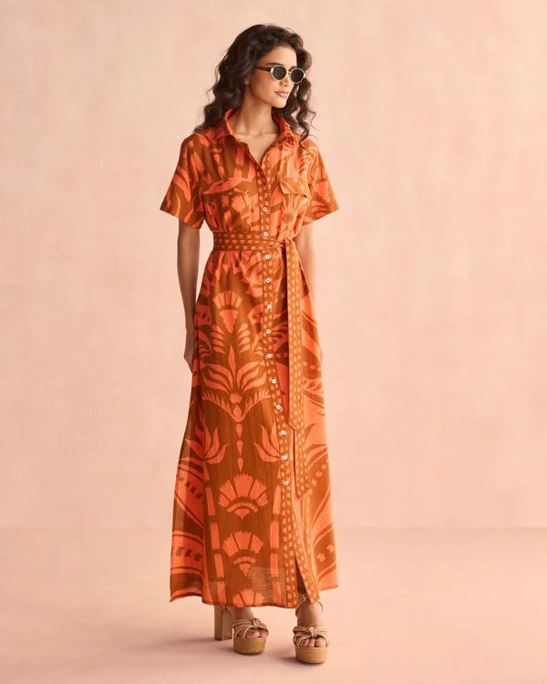 Amira Shirtdress in Terracotta