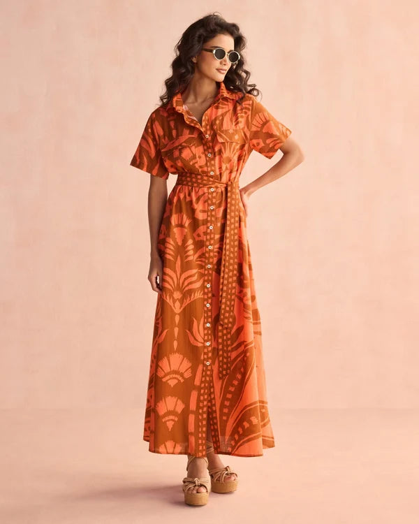 Amira Shirtdress in Terracotta