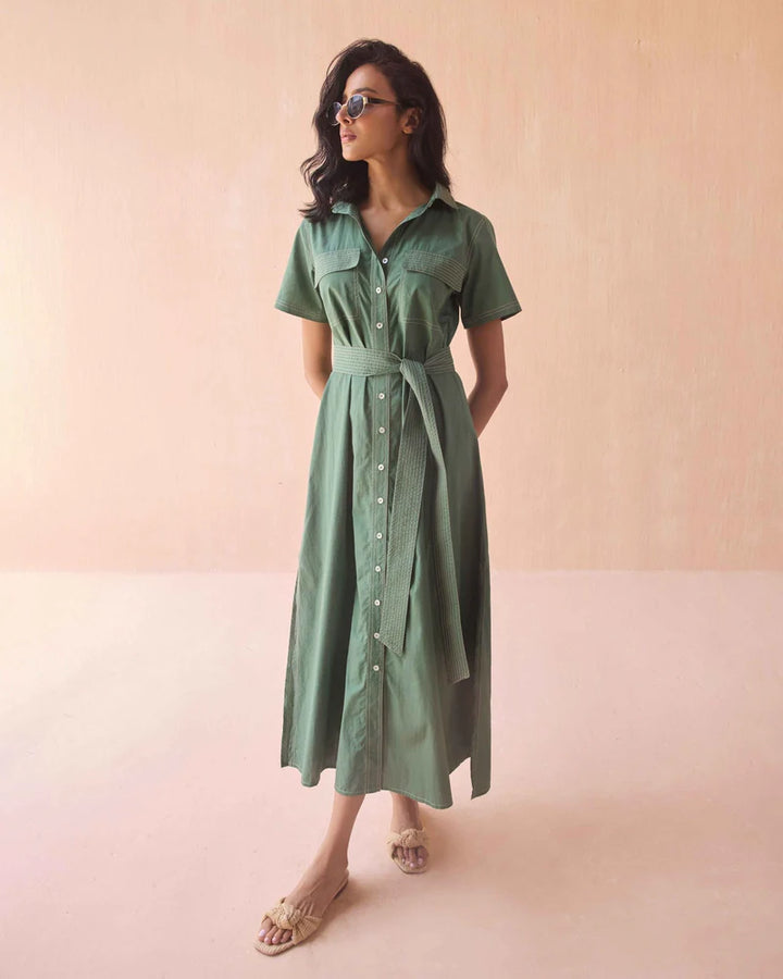 Solid Palm Amira Shirtdress