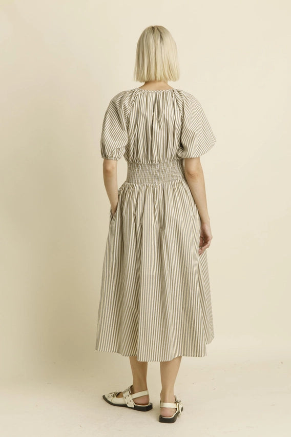 Olive Button Down Midi Dress