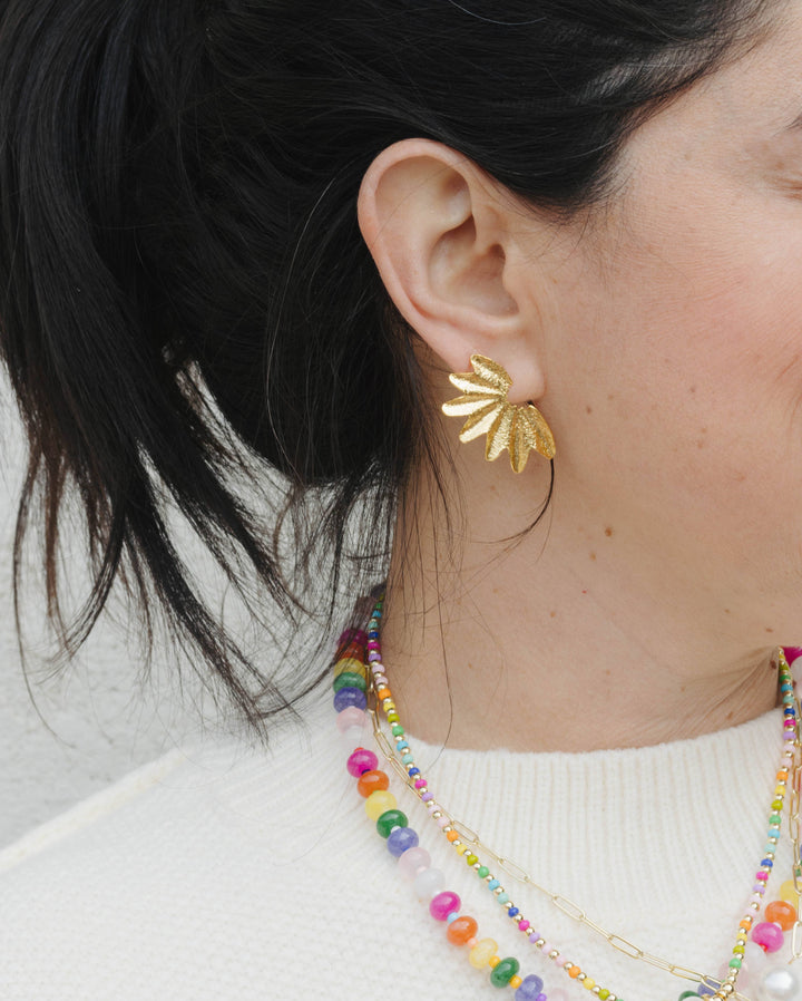Small Gold Fan Earrings