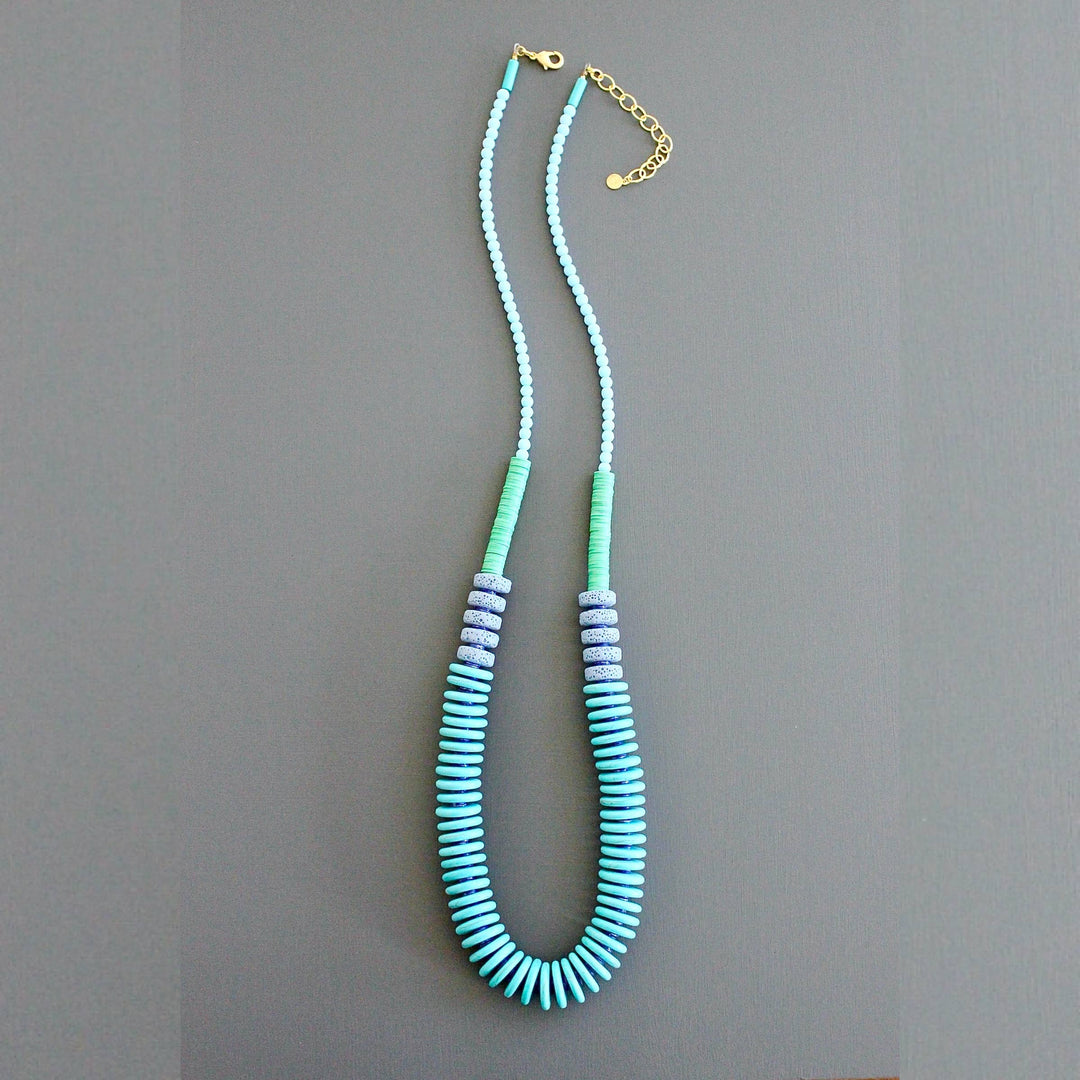 Turquoise and green long necklace