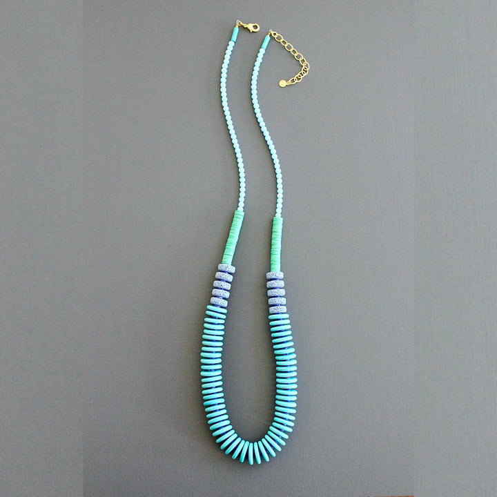 Turquoise and green long necklace