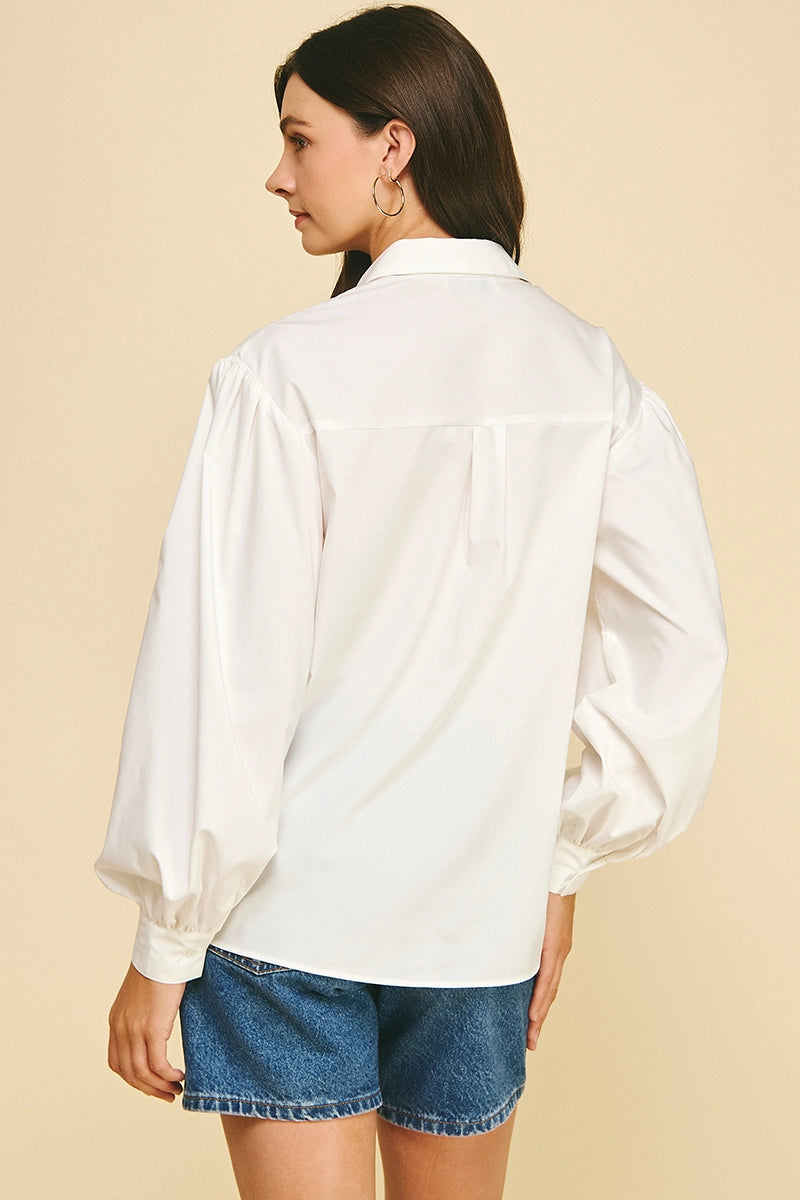 Off White Front Tie Detailed Blouse