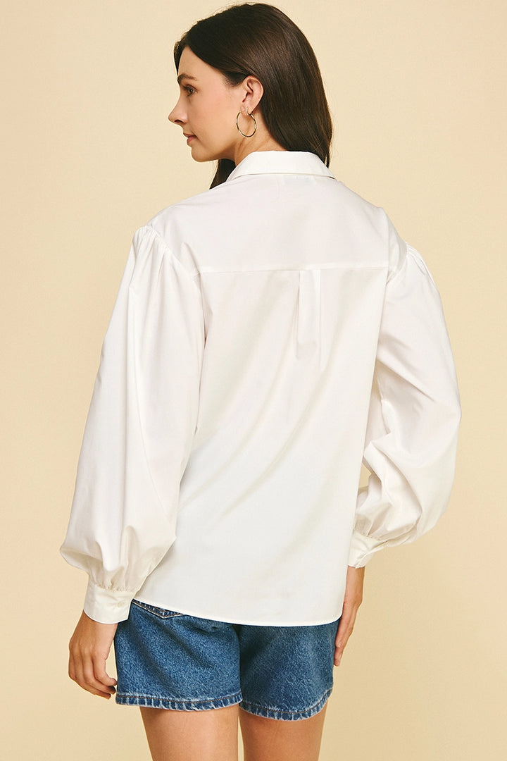 Off White Front Tie Detailed Blouse