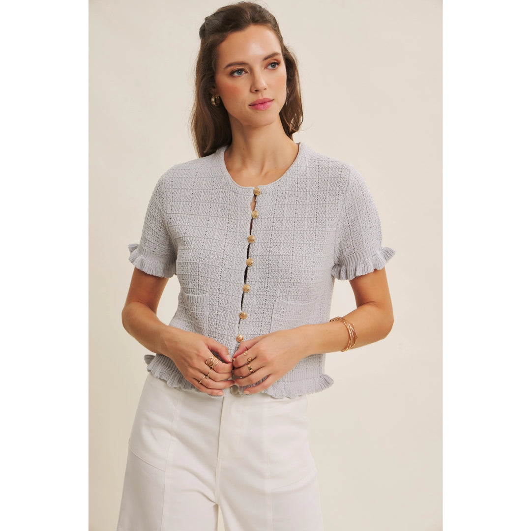 Baby Blue Textured Cardigan Sweater