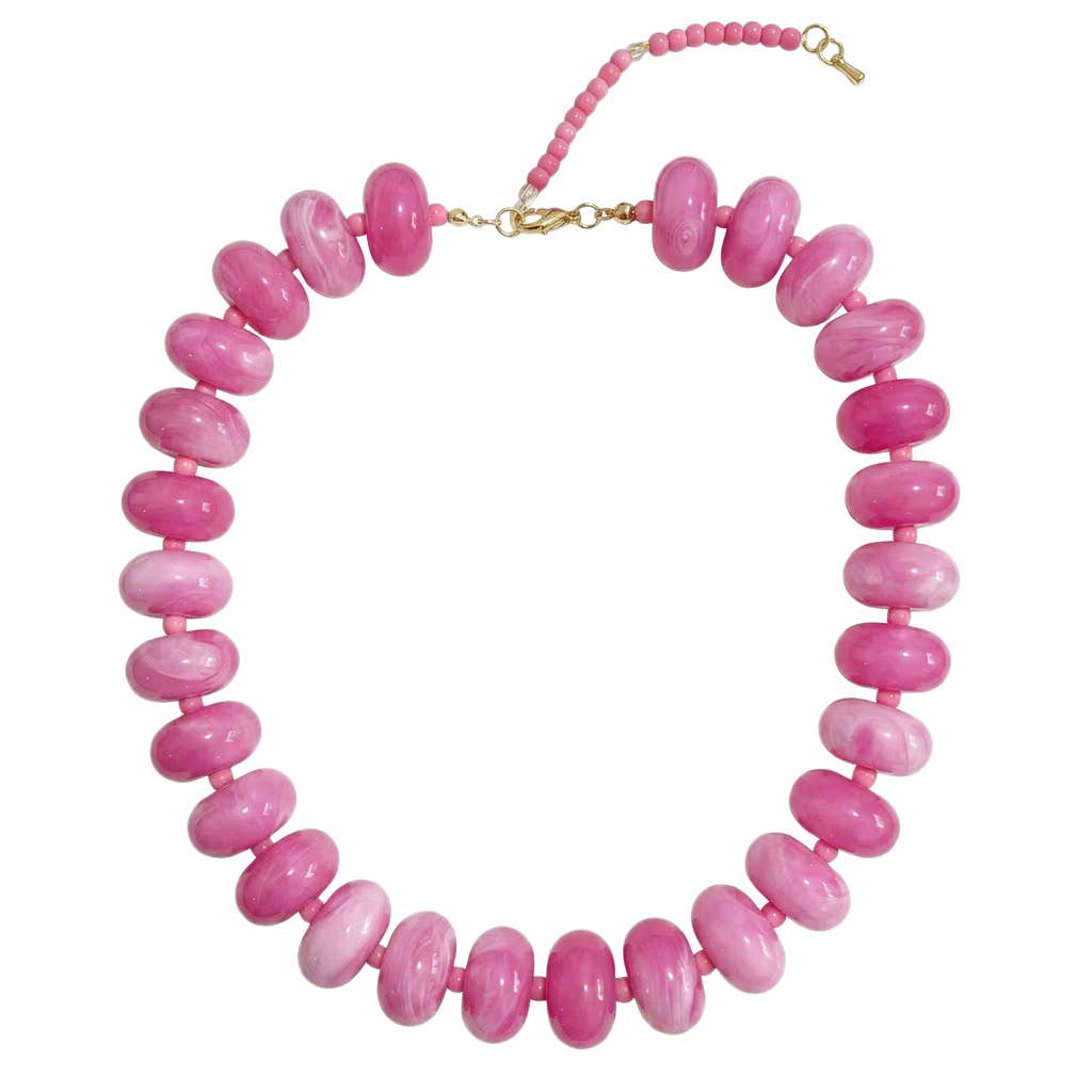 Marlan Chunky Beaded Necklace - Hot Pink