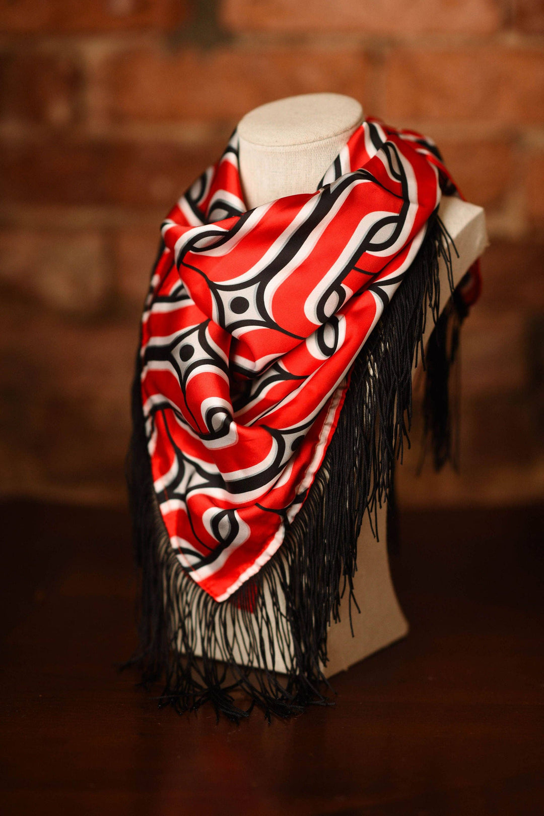 Game Day Fringe Scarf: Red and Black