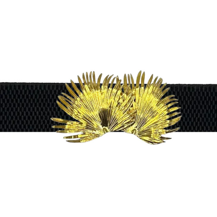 Palm Frond Interchangeable Belt Buckle w/ Gold Finish