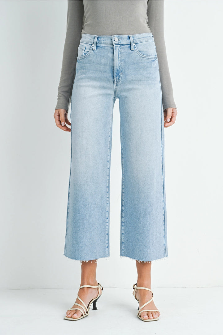 Scissor Cut Wide Leg Light Wash Jeans
