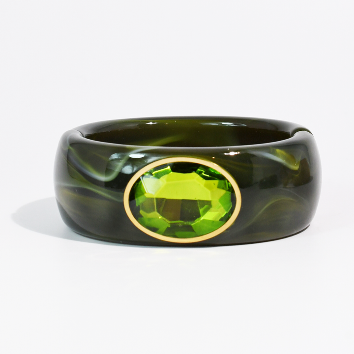 Gemstone Resin Cuff Bracelet: Dark Brown