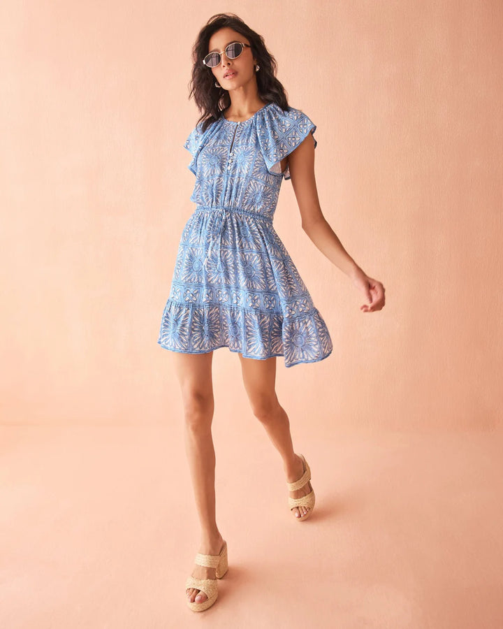 Cora Mini Dress in Kashni Ocean