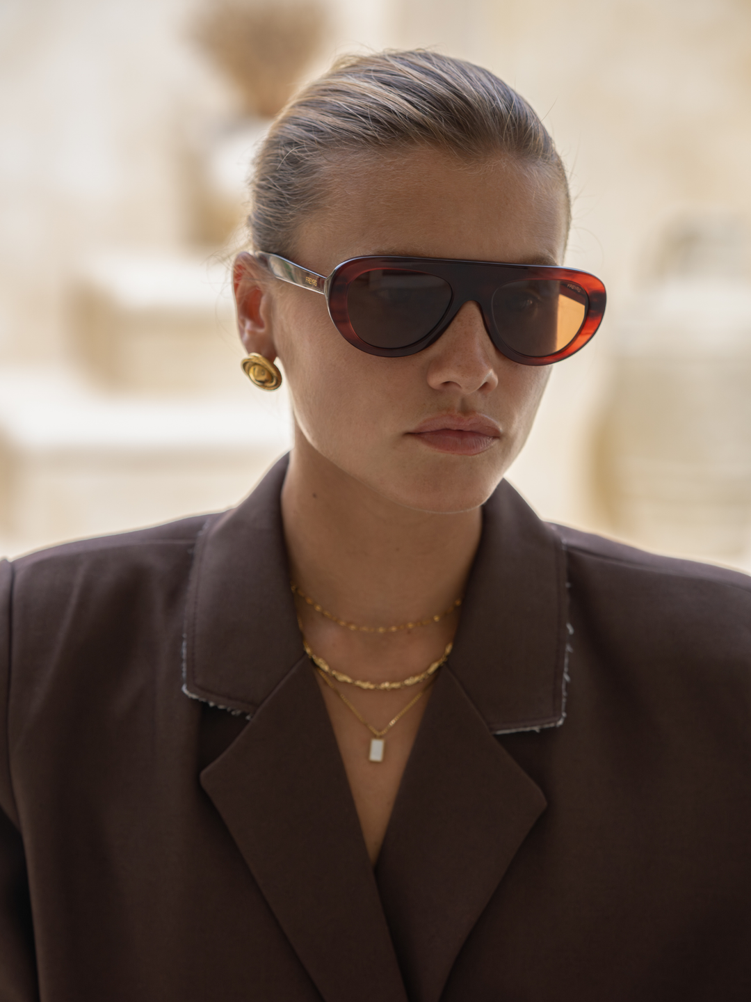 Jetsetter Acetate Unisex Aviator Sunglasses - Merlot