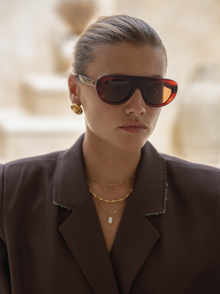 Jetsetter Acetate Unisex Aviator Sunglasses - Merlot