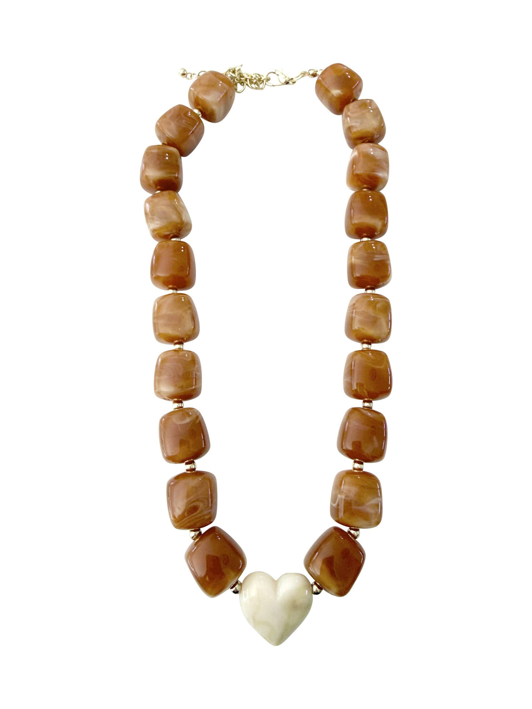 Jordan Chunky Beaded Heart Necklace- Orange