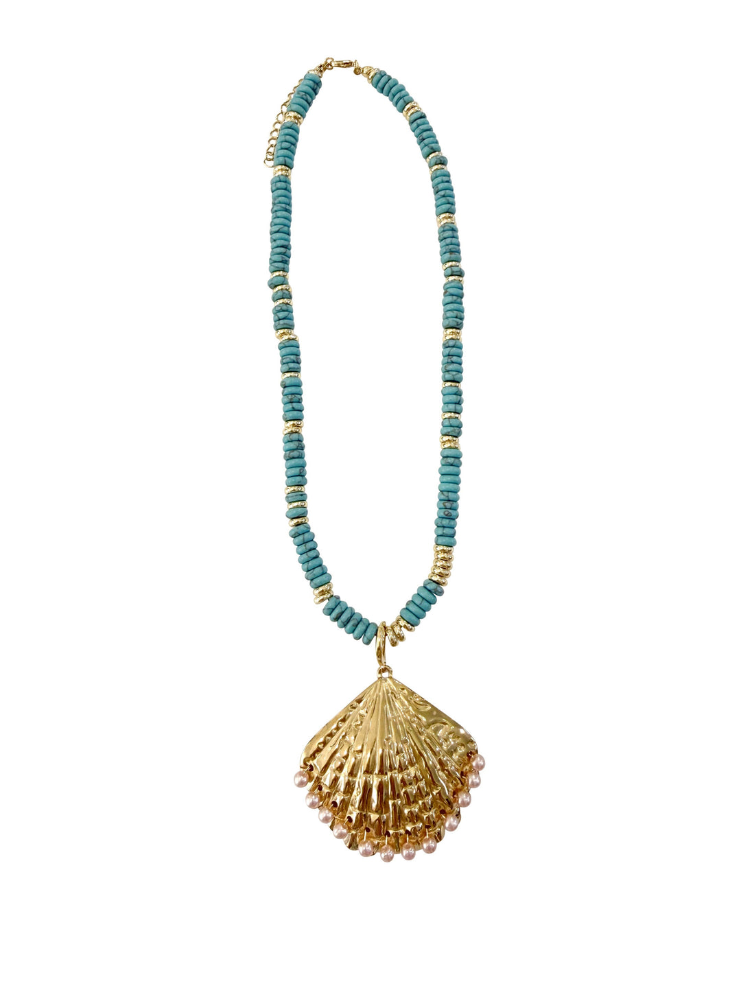 Sunlee Turquoise Beaded Necklace with Shell