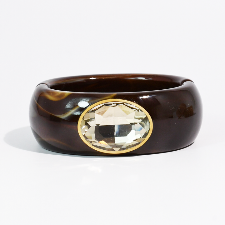Gemstone Resin Cuff Bracelet: Olive