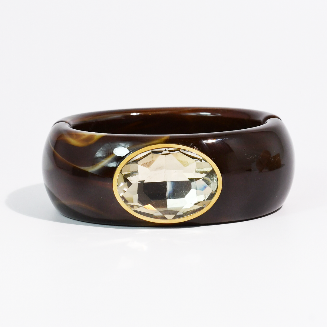 Gemstone Resin Cuff Bracelet: Dark Brown