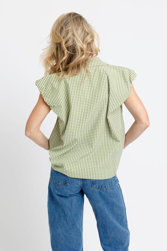 Green Gingham Top