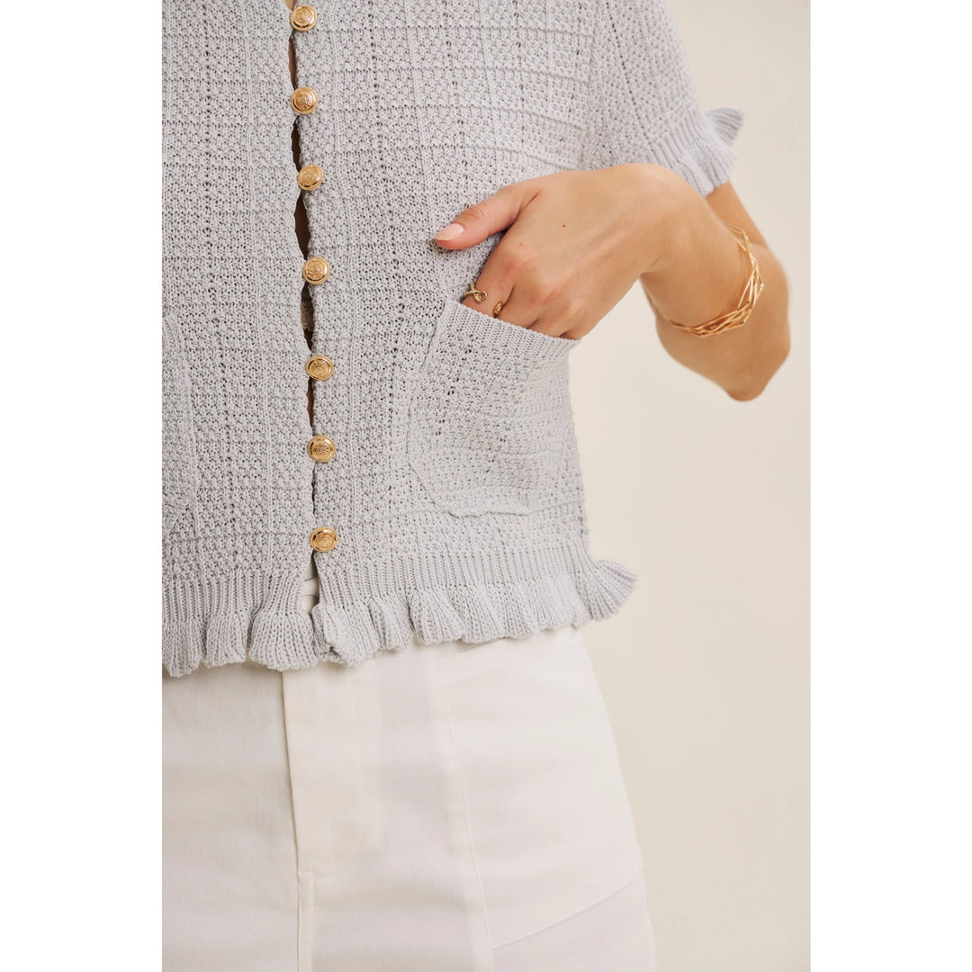 Baby Blue Textured Cardigan Sweater