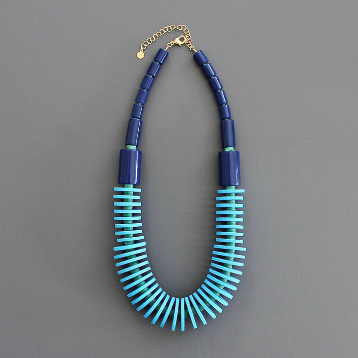 Capri Blue Wood and Acrylic Necklace