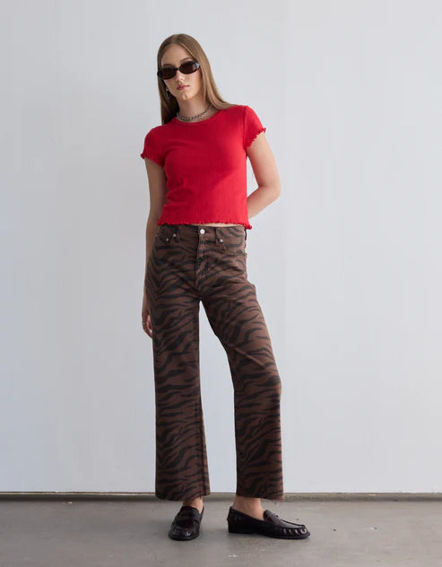 Pleaser High Rise Ankle Length in Desert Zebra - Daze Denim