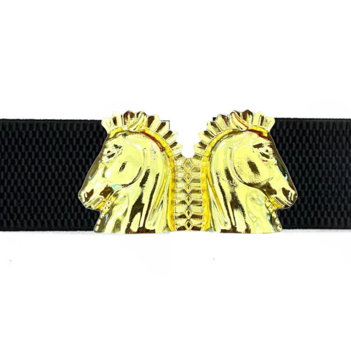 Gold Trojan Horse Interchangeable Artisan Metal Belt Buckle