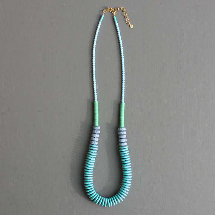 Turquoise and green long necklace