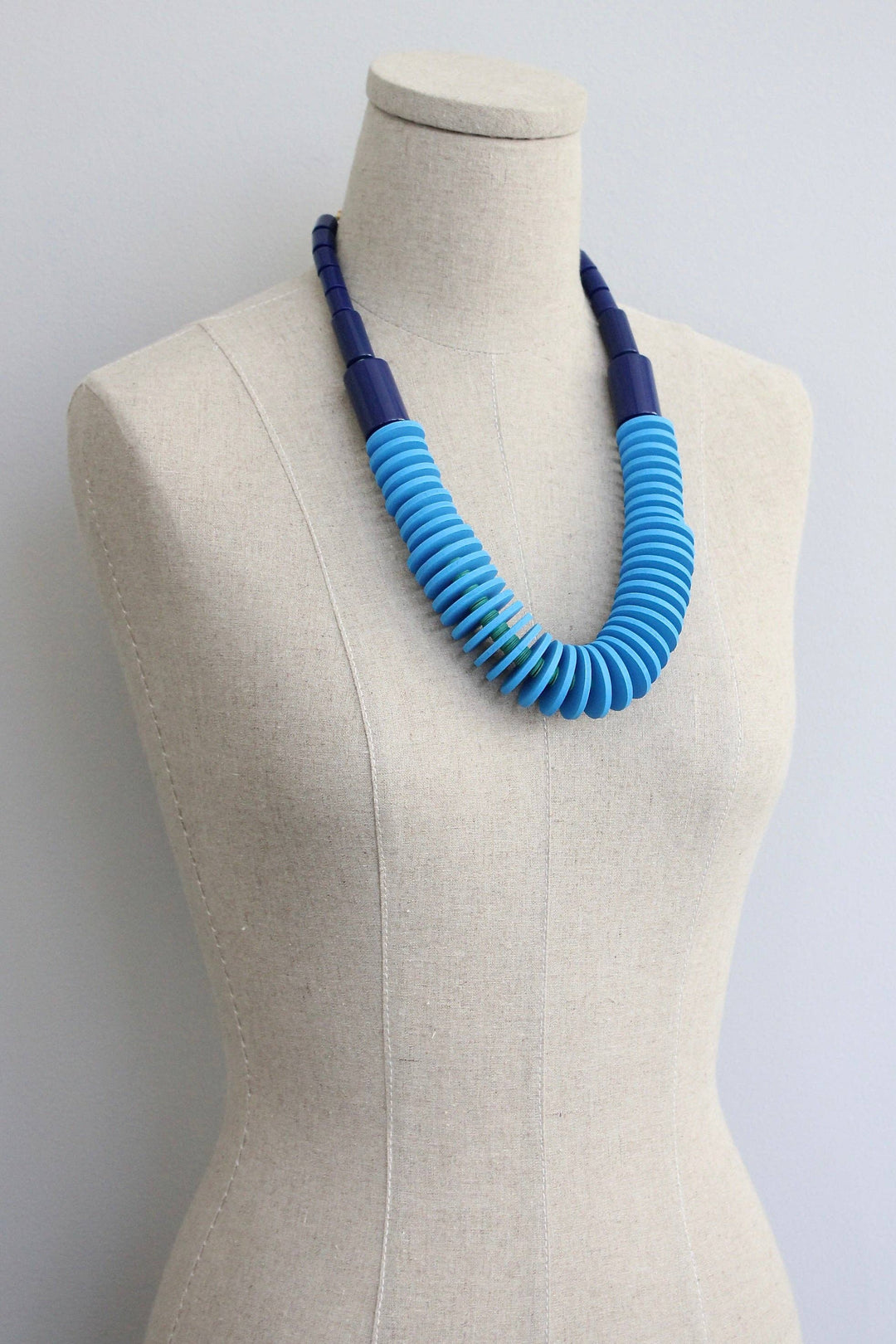 Capri Blue Wood and Acrylic Necklace