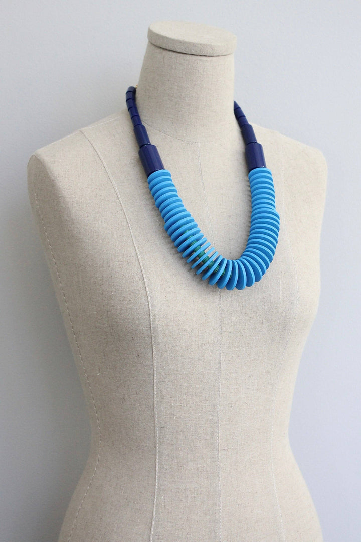 Capri Blue Wood and Acrylic Necklace