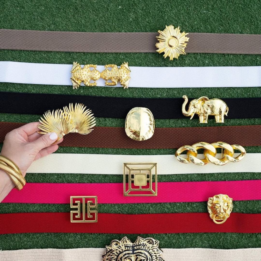 Palm Frond Interchangeable Belt Buckle w/ Gold Finish