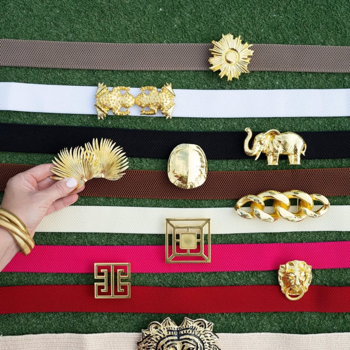 Palm Frond Interchangeable Belt Buckle w/ Gold Finish