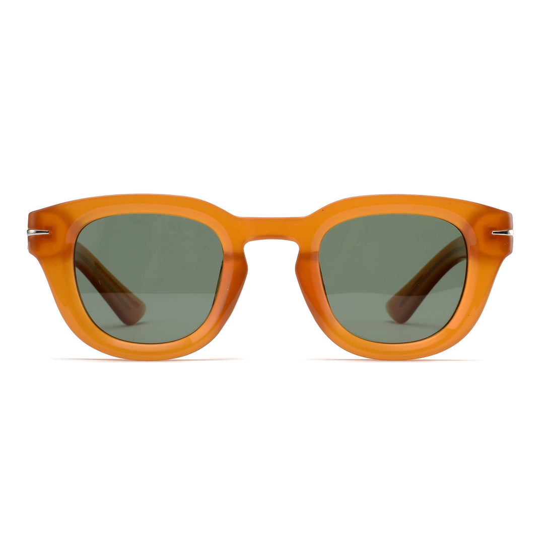 RAVI GLASSES |Transparent Caramel | Green Lens