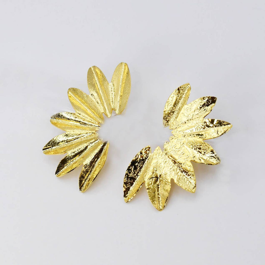Large Gold Fan Earrings