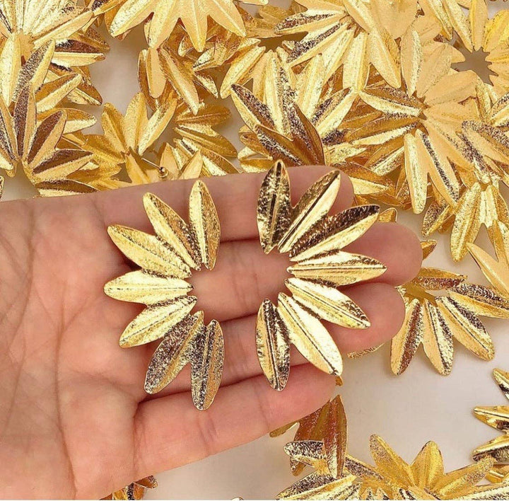 Large Gold Fan Earrings