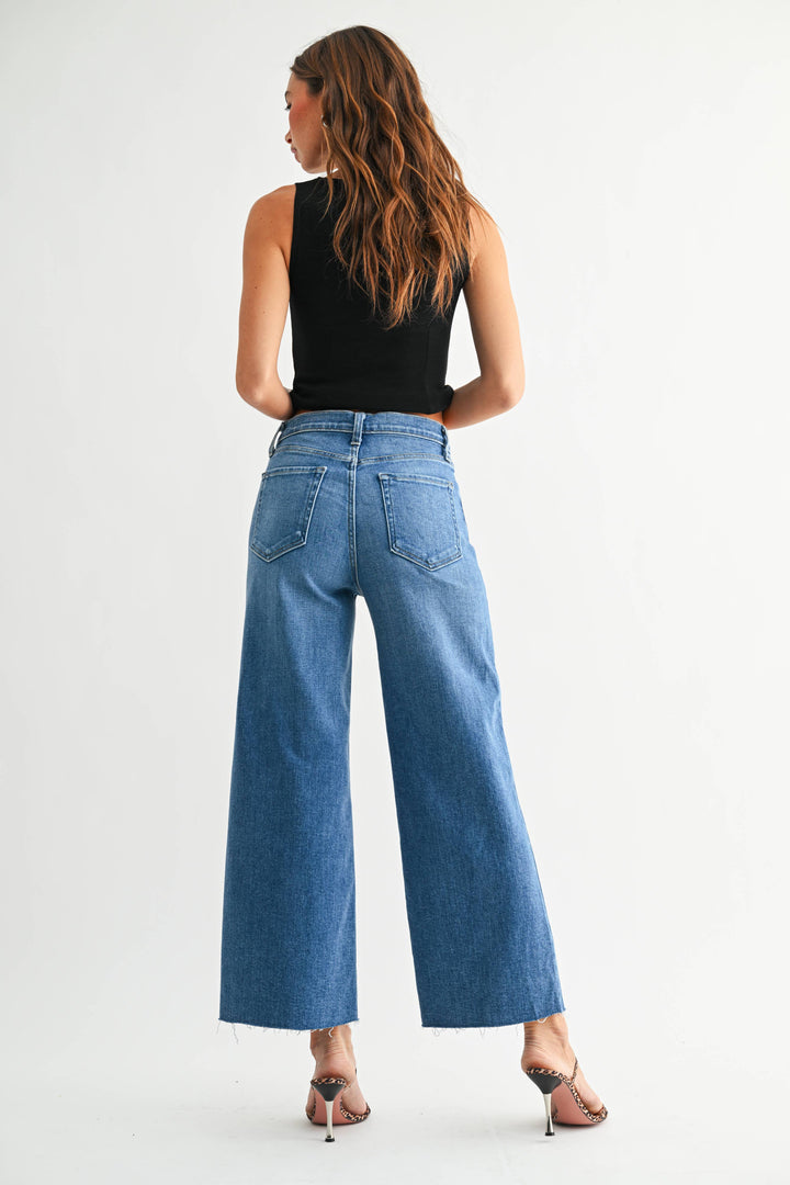 Scissor Cut Wide Leg Jeans in Medium