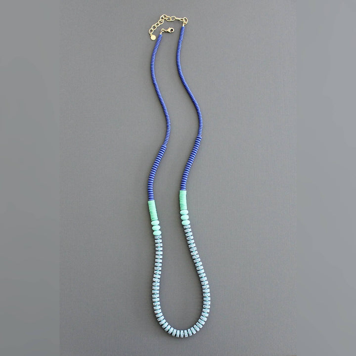 Cobalt and Lava Bead Long Necklace