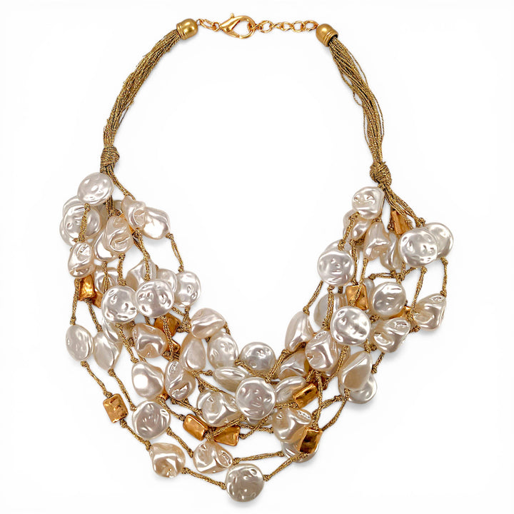 Coastal Chunky Coin Pearl Necklace